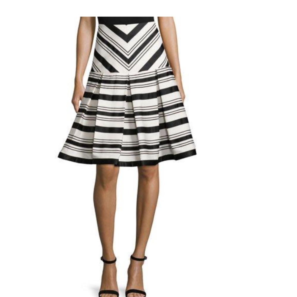 Make Offer Alexis Striped Box Pleat Skirt
